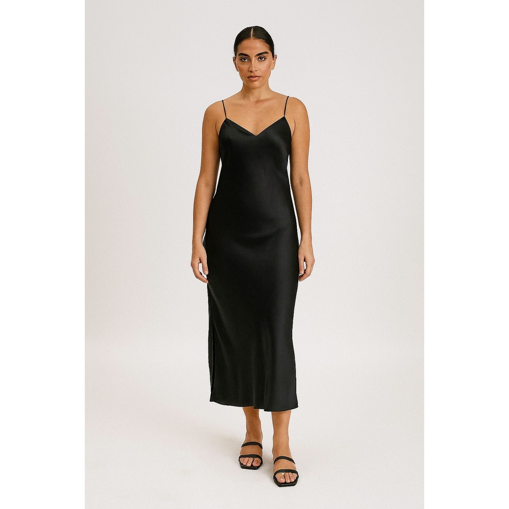 Prima Donna Carol Hochman‎ silky black slip midi dress nightgown
